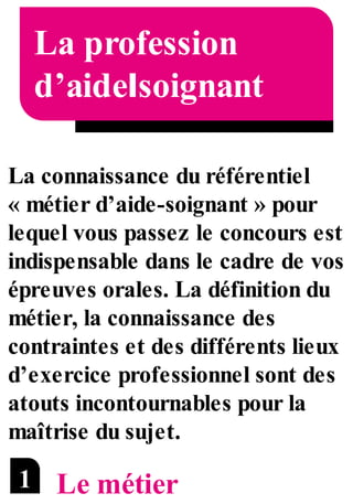 Aide Soignant Oral Concours 13 Editions Foucher