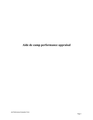 Aide de camp performance appraisal
Job Performance Evaluation Form
Page 1
 