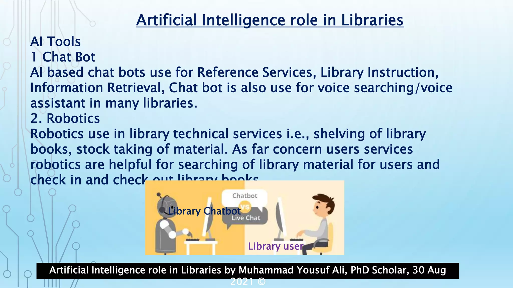 Artificial Intelligence role in Libraries | PPTX