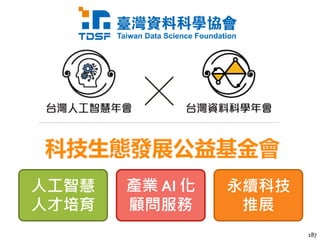 187
人工智慧
人才培育
產業 AI 化
顧問服務
永續科技
推展
 