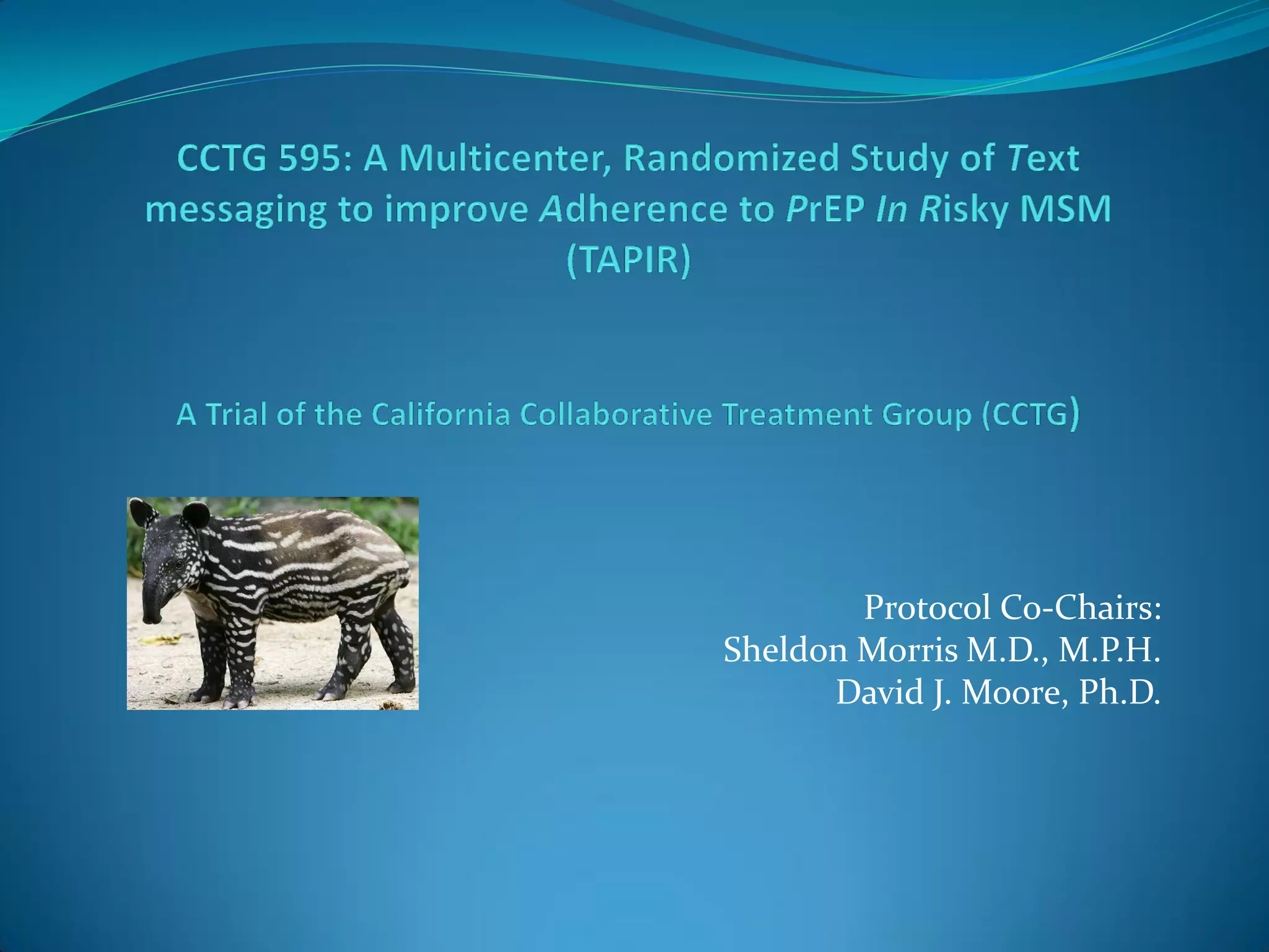 Protocol Co-Chairs:
Sheldon Morris M.D., M.P.H.
David J. Moore, Ph.D.
 
