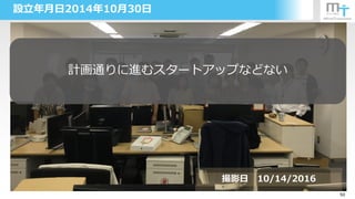 50
設⽴年⽉⽇2014年10⽉30⽇
撮影⽇ 10/14/2016
計画通りに進むスタートアップなどない
 