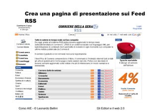 Crea una pagina di presentazione sui Feed RSS 