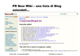 PR New Wiki – una lista di Blog aziendali… 