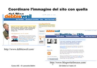 Coordinare l’immagine del sito con quella del Blog http://www.debbieweil.com/ http://www.blogwriteforceos.com/ 
