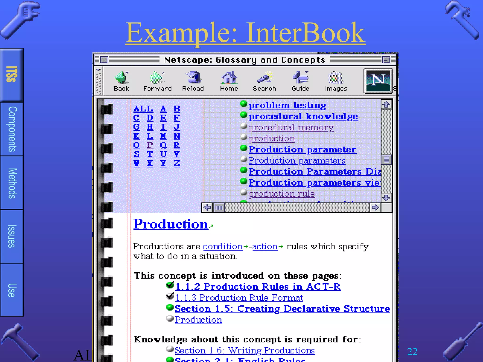AIED July ITS Authoring Tools Survey 22
Example: InterBook
 