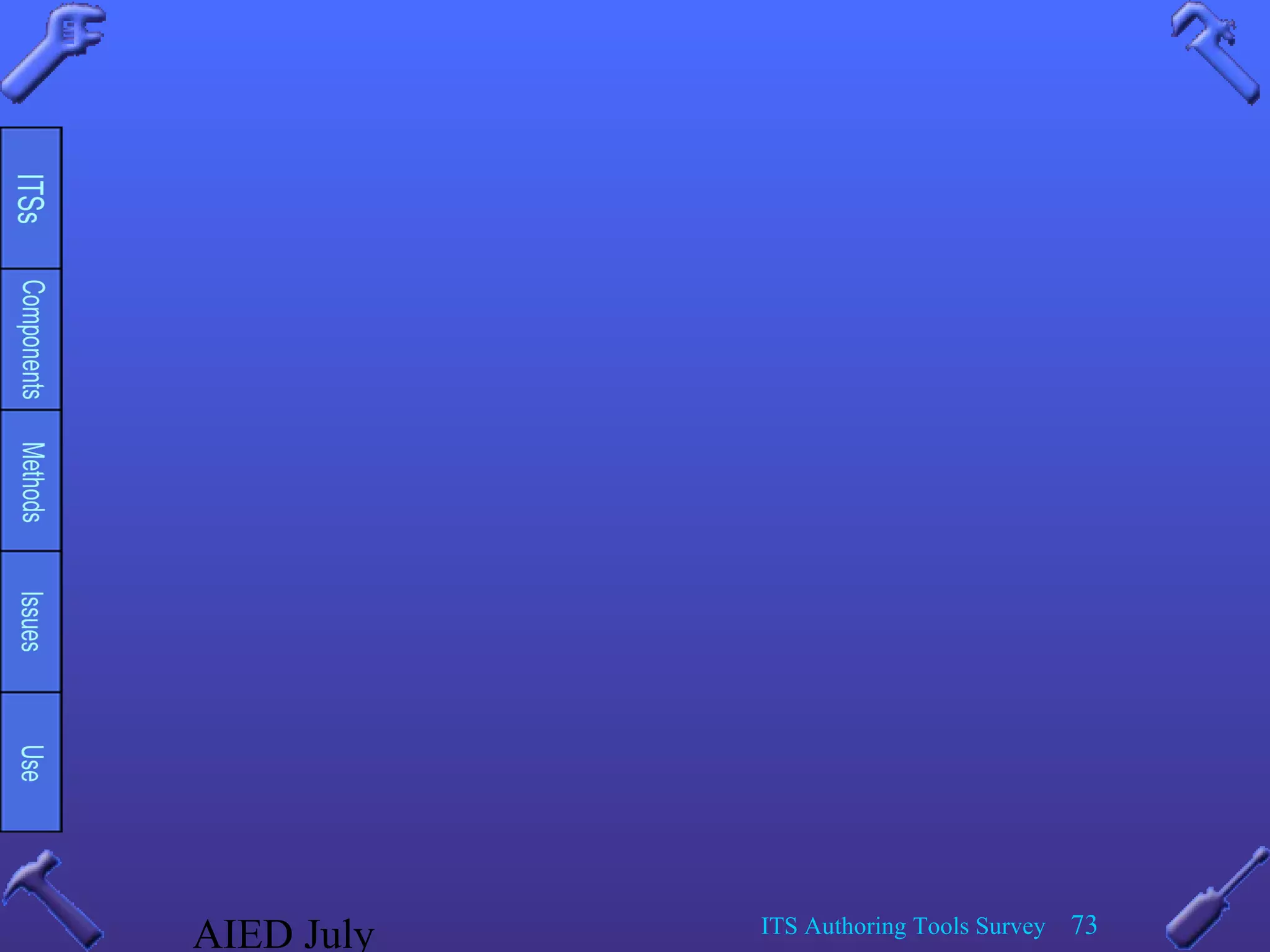 AIED July ITS Authoring Tools Survey 73
 