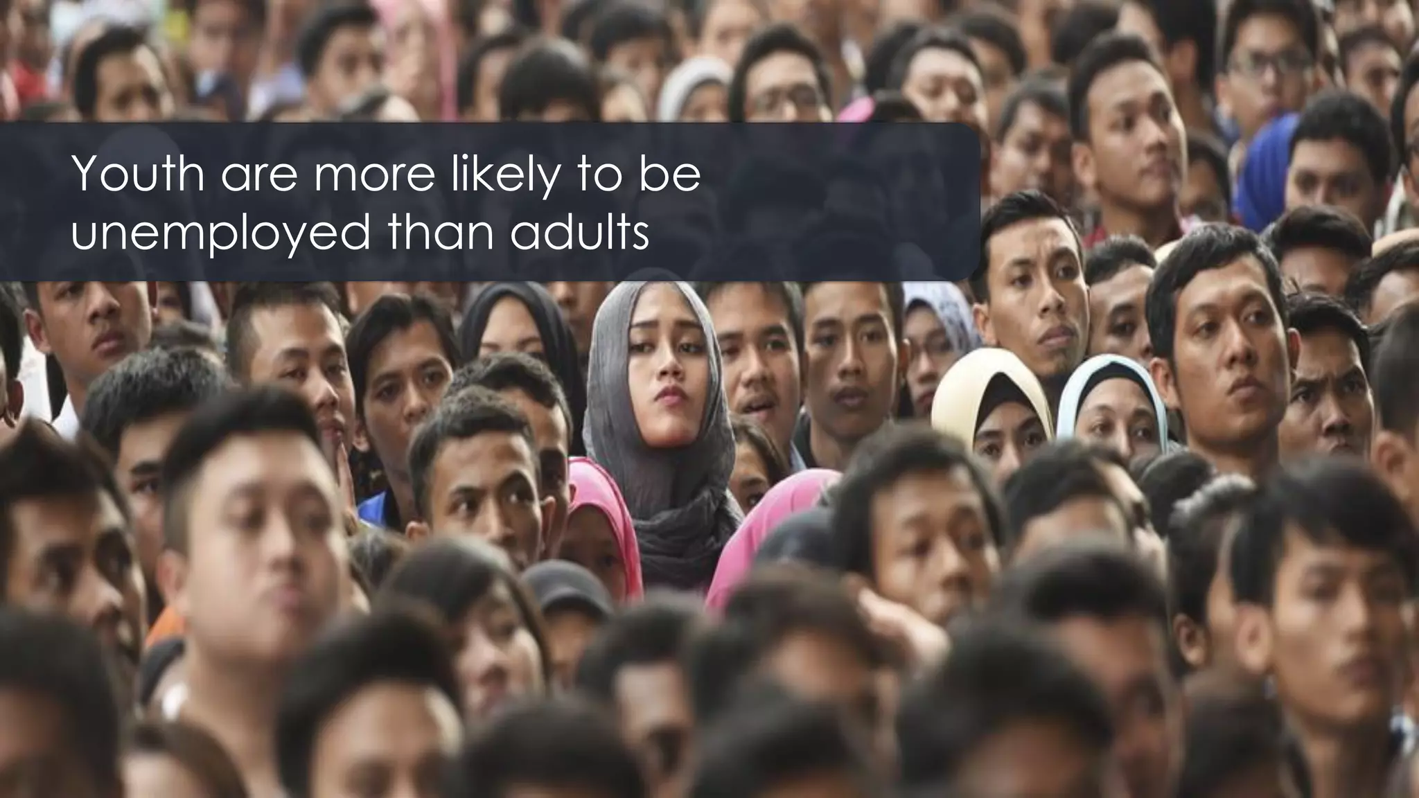 Youth are more likely to be
unemployed than adults
 