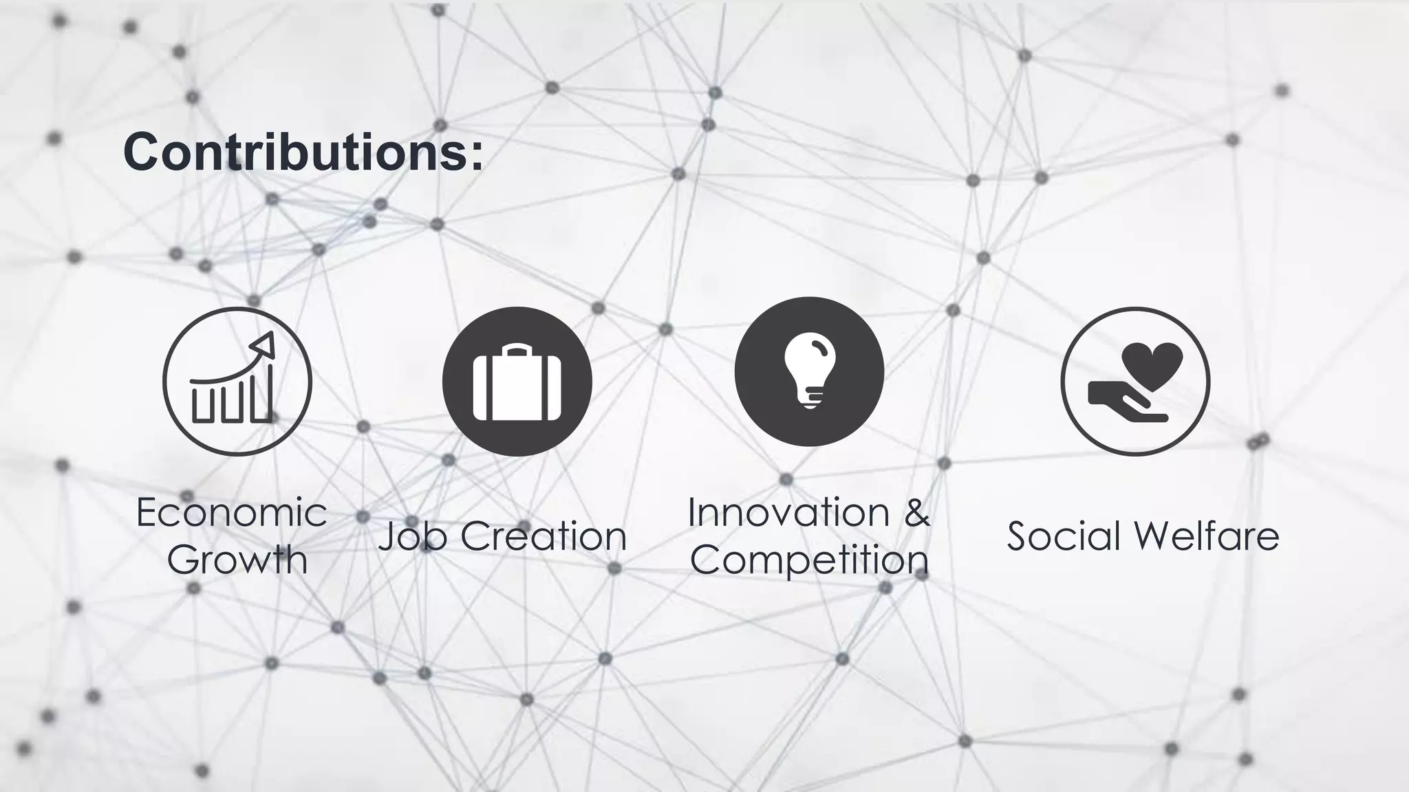 Economic
Growth
Social Welfare
Innovation &
Competition
Job Creation
Contributions:
 