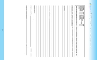 Manual de Procedimientos para la
Atención Integrada a las Enfermedades Prevalentes de la Infancia (AIEPI) Atención Primaria.
80
Manual
de
Procedimientos
para
la
Atención
Integrada
a
las
Enfermedades
Prevalentes
de
la
Infancia
(AIEPI)
Atención
Primaria.
80
CLASIFICACIÓN
SEGÚN
CUADROS
DE
PROCEDIMIENTOS
AIEPI:
CLASIFICACIÓN
DE
LA
ENFERMEDAD,
ESTADO
NUTRICIONAL,
DESARROLLO
INFANTIL,
SOSPECHA
DE
MALTRATO
Y/O
ABUSO
SEXUAL.
TRATAMIENTO:
ORIENTACIONES
SOBRE
ALIMENTACIÓN:
PRÓXIMA
CONSULTA:
IMPRESIÓN
DIAGNOSTICA:
NOMBRE
DEL
PERSONAL
DE
SALUD:
REFERIDO
SI
NO
FIRMA:
60-66
MESES
SI
NO
Cepilla
sus
dientes
Señala
línea
larga
Define
5
palabras
Se
para
en
1
pie
Por
5
seg
67-71
MESES
SI
NO
Juega
con
otros
niños
Dibuja
una
persona
con
6
partes
Hace
analogías
Marcha
punta
talón
EVALUAR
OTROS
PROBLEMAS:
(Cualquiera
que
no
aparezca
en
los
segmentos
anteriores,
como
problemas
del
piel,
IVU,
etc.)
 