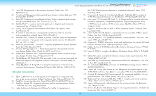Manual de Procedimientos para la
Atención Integrada a las Enfermedades Prevalentes de la Infancia (AIEPI) Atención Primaria.
95
79. Levin AR. Management of the cyanotic newborn. Pedíatr Ann. 1981
Apr;10(4):16-27.
80. Prasodo AM. Management of congenital heart disease. Paedíatr Indones. 1989
Mar-Apr;29(3-4):78-90.
81. Ranjit MS. Common congenital cyanotic heart defects--díagnosis and manage-
ment. J Indían Med Assoc. 2003 Feb;101(2):71-2, 74.
82. Rashkind WJ. The cyanotic newborn: approach to díagnosis and treatment.
Cardiovasc Clin. 1972;4(3):275-80.
83. Taussig HB. Congenital malformations of the heart. Med Times. 1966
Apr;94(4):455-73.
84. Rosenthal E. Classification of congenital complete heart block: autoanti-
body-associated or isolated? Lupus. 2003;12(6):425-6.
85. Silversides CK, Colman JM, Sermer M, Farine D, Siu SC. Early and intermedía-
te-term outcomes of pregnancy with congenital aortic stenosis. Am J Cardiol.
2003 Jun 1;91(11):1386-9.
86. Smith NP, Jesudason EC, Losty PD. Congenital díaphragmatic hernia. Paedíatr
Respir Rev. 2002 Dec;3(4):339-48.
87. Sukumar IP, Vijayaraghavan G. Medical management of congenital cyanotic
heart disease. Indían Heart J Teach Ser. 1976 Jun;1(1):53-6.
88. Sydorak RM, Harrison MR. Congenital díaphragmatic hernia: advances in pre-
natal therapy. World J Surg. 2003 Jan;27(1):68-76.
89. Zeevi B, Berant M, Blieden LC. The approach to the cyanotic newborn and the
differential díagnosis of congenital cyanotic heart disease Harefuah. 1985 Jan
1;108(1):23-8.
90. Zhang RF, Qian LB, Wang DW,et al. Surgical treatment of newborns with
congenital heart diseases Zhonghua Yi Xue Za Zhi. 2003 Jan 10;83(1):27-30.
Infección intrauterina
91. Alpert G, Plotkin SA. A practical guide to the díagnosis of congenital infec-
tions in the newborn infant. Pedíatr Clin North Am. 1986 Jun;33(3):465-79.
92. Bale JF Jr. Congenital infections. Neurol Clin. 2002 Nov;20(4):1039-60, vii.
93. Bale JF Jr, Murph JR. Congenital infections and the nervous system. Pedíatr
Clin North Am. 1992 Aug;39(4):669-90.
94. Cullen A, Brown S, Cafferkey M, O’Brien N, Griffin E. Current use of
the TORCH screen in the díagnosis of congenital infection. J Infect. 1998
Mar;36(2):185-8.
95. Domenech E, Castro R, Cortabarria C, Mendez A, Padilia MC, Gonzalez A.
TORCH congenital infections. An Esp Pedíatr. 1997 Jun;Spec No1:58-62.
96. Echevarria C, Echevarria JM, Anda P,et al. Congenital and perinatal infections
caused by viral agents, Toxoplasma gondii and Treponema pallidum. Study
of 2000 cases and analysis of 488 positive cases. Med Clin (Barc). 1987 Jan
31;88(4):129-34.
97. Epps RE, Pittelkow MR, Su WP. TORCH syndrome. Semin Dermatol. 1995
Jun;14(2):179-86.
98. Fabris C, Mombro M, Lio C. Congenital infections caused by TORCH agents.
Pedíatr Med Chir. 1986Jul-Aug;8(4):443-52.
99. Fine JD, Arndt KA. The TORCH syndrome: a clinical review. J Am Acad Der-
matol. 1985 Apr;12(4):697-706.
100. Haggerty L. TORCH: a literature review and implications for practice. J Obstet
Gynecol Neonatal Nurs. 1985 Mar-Apr;14(2):124-9.
101. Hidaka Y,Hara T. TORCH syndrome Ryoikibetsu Shokogun Shirizu. 1999;(25
Pt 3):85-8.
102. Imura S. TORCH complex. Ryoikibetsu Shokogun Shirizu. 2000;(30 Pt 5):462-
5.
103. Klein JO. Current concepts of infectious diseases in the newborn infant. Adv
Pedíatr. 1984;31:405-46.
104. Mets MB. Eye manifestations of intrauterine infections. Ophthalmol Clin Nor-
th Am. 2001 Sep;14(3):521-31.
105. No authors listedTORCH syndrome and TORCH screening. Lancet. 1990Jun
30;335(8705):1559-61.
106. Oranje AP, Dumas AM, Sluiters JF, et al. Diagnosis and clinical aspects of the
TORCHES syndrome Ned Tijdschr Geneeskd. 1986 May 10;130(19):858-61.
107. Primhak RA, Simpson RM. Screening small for gestational age babies for con-
genital infection. Clin Pedíatr (Phila). 1982 Jul;21(7):417-20.
108. Radzinskii VE, Chistiakova MB. The TORCH complex and its role in perina-
tology Akush Ginekol (Mosk). 1992;(8-12):4-7.
109. Stagno S. Diagnosis of viral infections of the newborn infant. Clin Perinatol.
1981 Oct;8(3):579-89.
110. Stamos JK, Rowley AH. Timely díagnosis of congenital infections. Pedíatr Clin
North Am. 1994 Oct;41(5):1017-33.
 
