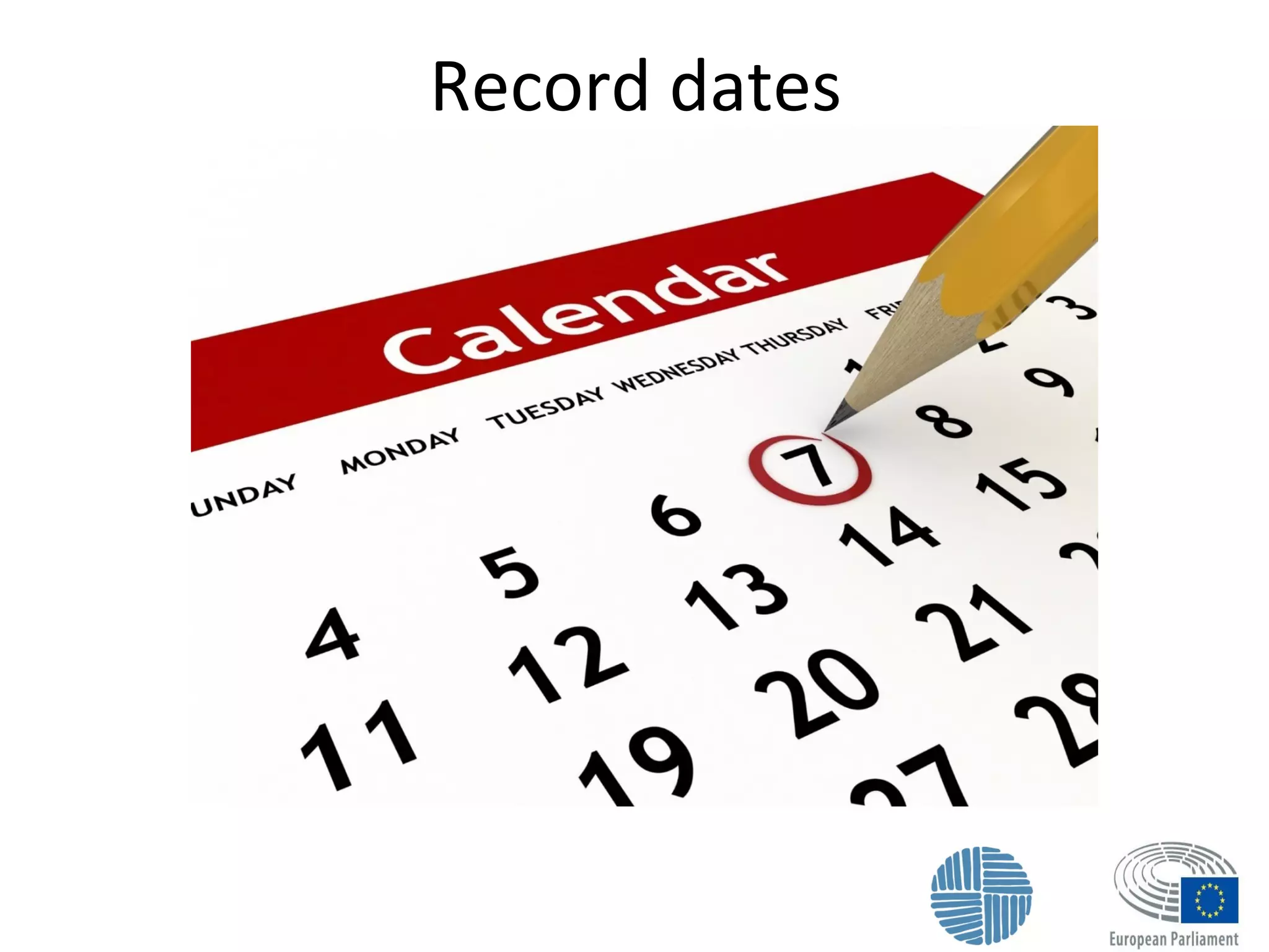 Record dates
 