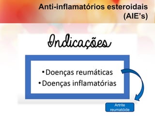 Anti-inflamatórios esteroidais
(AIE’s)
Artrite
reumatóide
 