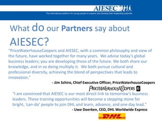 Developing Leaders day 2009Youth Round table 2007International Congress, Poland 2006