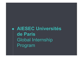 AIESEC Universités
de Paris
Global Internship
Program
 