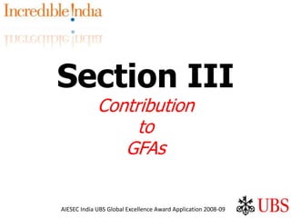 Section III Contribution to GFAs 