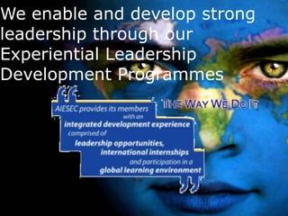 We enable and develop strong
leadership through our
Experiential Leadership
Development Programmes
 
