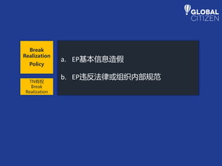 a. EP基本信息造假
b. EP违反法律或组织内部规范
Break
Realization
Policy
TN有权
Break
Realization
 
