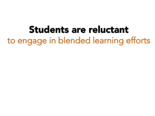 Students are reluctant 
to engage in blended learning efforts

 