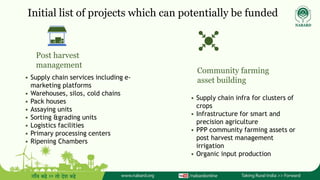 Initial list of projects which can potentially be funded
• Supply chain services including e-
marketing platforms
• Wareho...