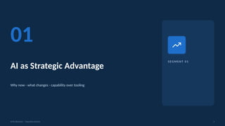 SEG MEN T 0 1
01
AI as Strategic Advantage
Why now · what changes · capability over tooling
AI for Business · Executive Session 5
 