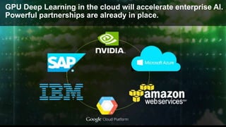 GPU Deep Learning in the cloud will accelerate enterprise AI.
Powerful partnerships are already in place.
 