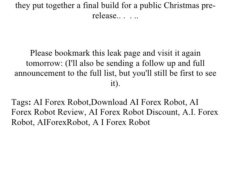 Ai forex robot