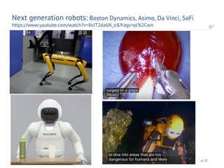 Next generation robots: Boston Dynamics, Asimo, Da Vinci, SoFi
https://www.youtube.com/watch?v=8vIT2da6N_o&frags=pl%2Cwn
16/03/2019 Frank Kienle p. 23
 