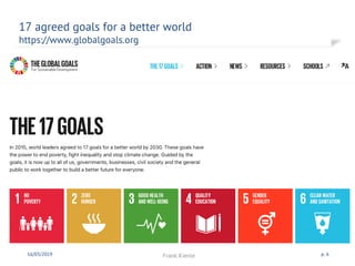 17 agreed goals for a better world
https://www.globalgoals.org
16/03/2019 Frank Kienle p. 6
 