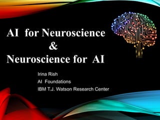 Irina Rish
AI Foundations
IBM T.J. Watson Research Center
AI for Neuroscience
&
Neuroscience for AI
 