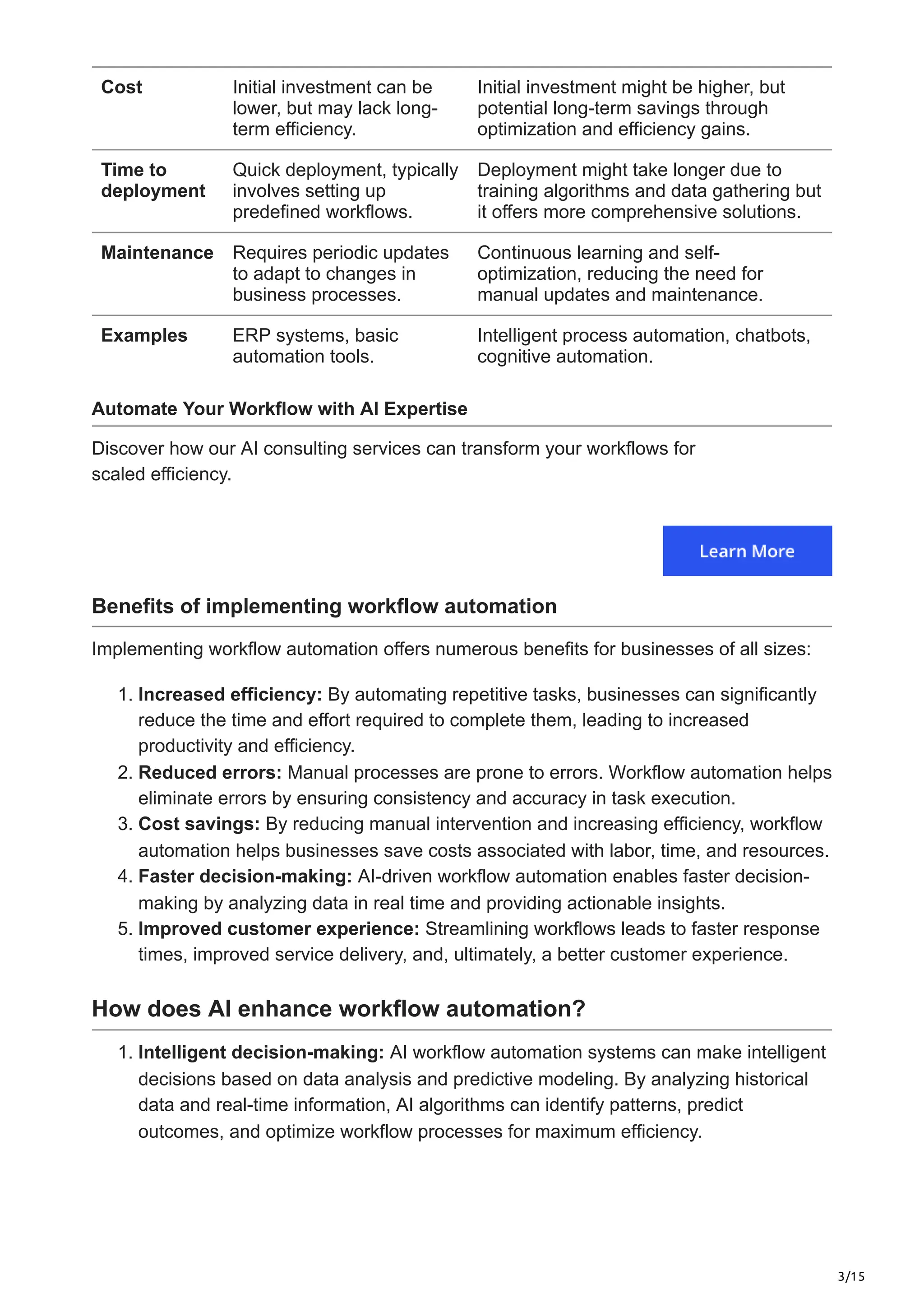AI for workflow automation Use cases applications benefits and ...
