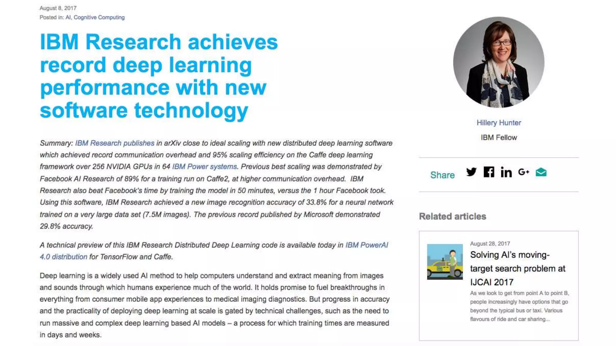 Hillery Hunter (IBM)
Distributed Deep Learning
8/30/2017 (c) IBM 2017, Cognitive Opentech Group 4
 