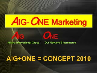 AIG-ONE Marketing  AlGONE           Allianz International Group       Our Network E-commerce AIG+ONE = CONCEPT 2010  