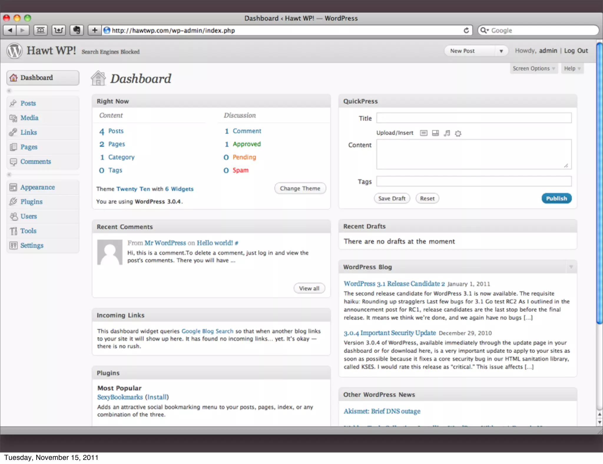 Tuesday, November 15, 2011
 