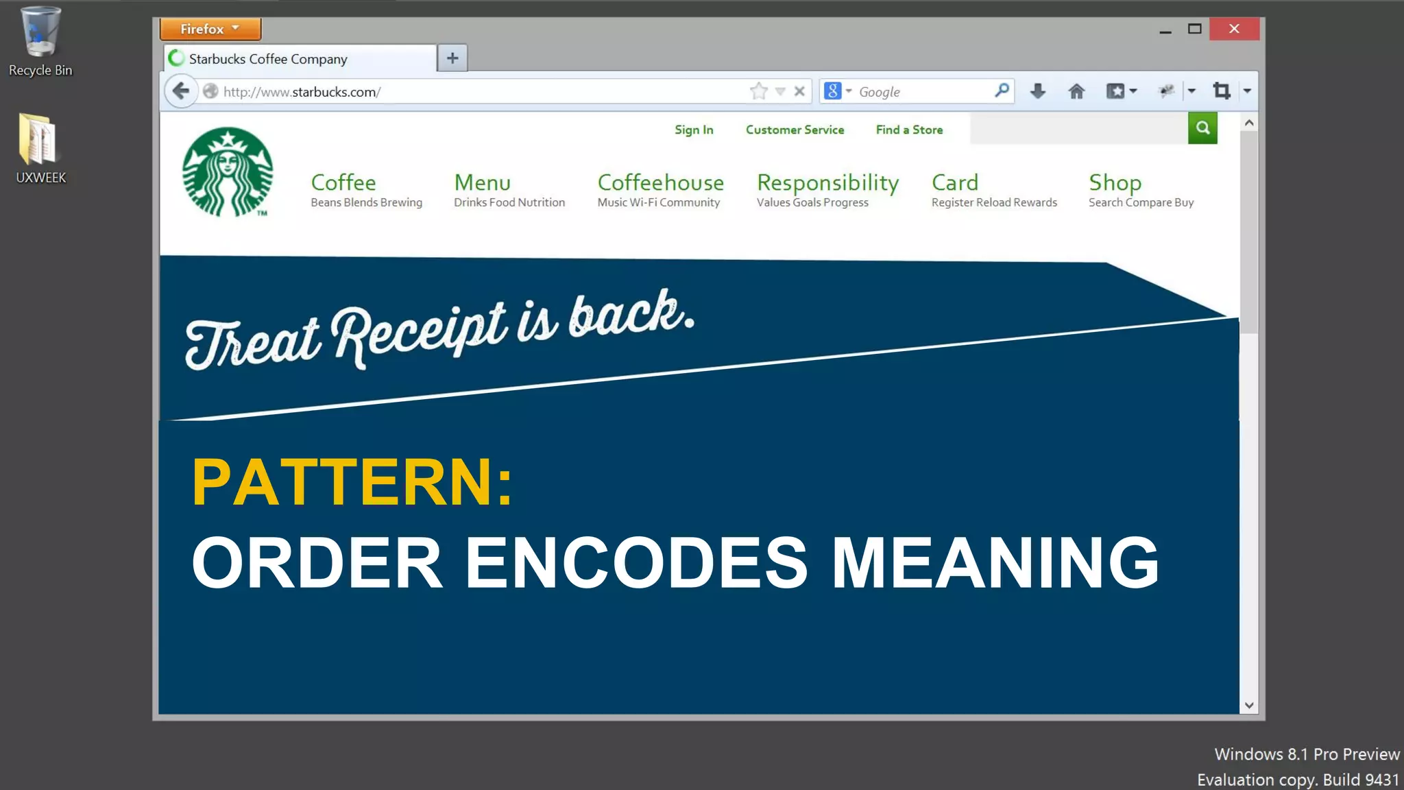 PATTERN:
ORDER ENCODES MEANING
 