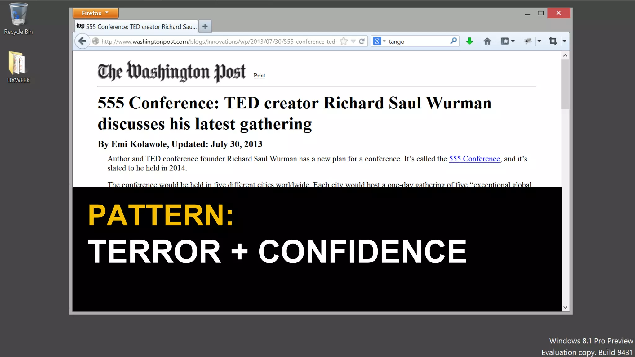 Univesity of Pennsylvania Archaeological Expedition
Tikal, Guatamala 1959
PATTERN:
TERROR + CONFIDENCE
 
