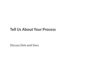 Discuss Dots and Stars
Tell Us About Your Process
 