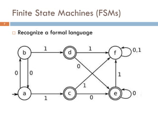 Finite State Machines (FSMs)
7


       Recognize a formal language
 