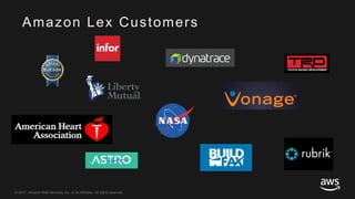 © 2017, Amazon Web Services, Inc. or its Affiliates. All rights reserved.
Amazon Lex Customers
 
