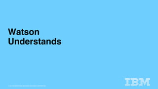 © 2015 INTERNATIONAL BUSINESS MACHINES CORPORATION
Watson
Understands
 