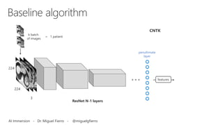 3
224
224
ResNet N-1 layers
penultimate
layer
CNTK
k batch
of images
= 1 patient
features
AI Immersion - Dr. Miguel Fierro - @miguelgfierro
 