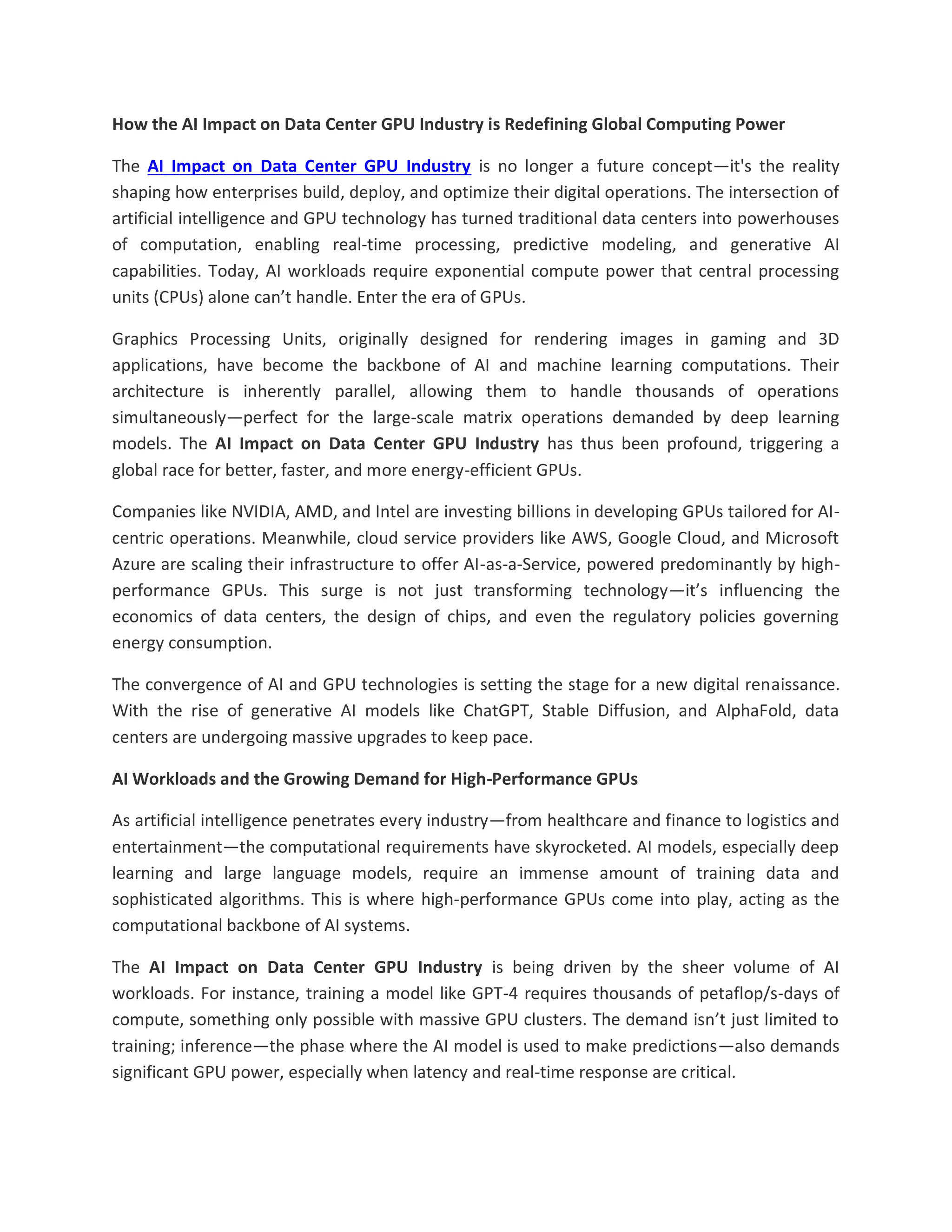 AI Impact on Data Center GPU Industry Trends | PDF
