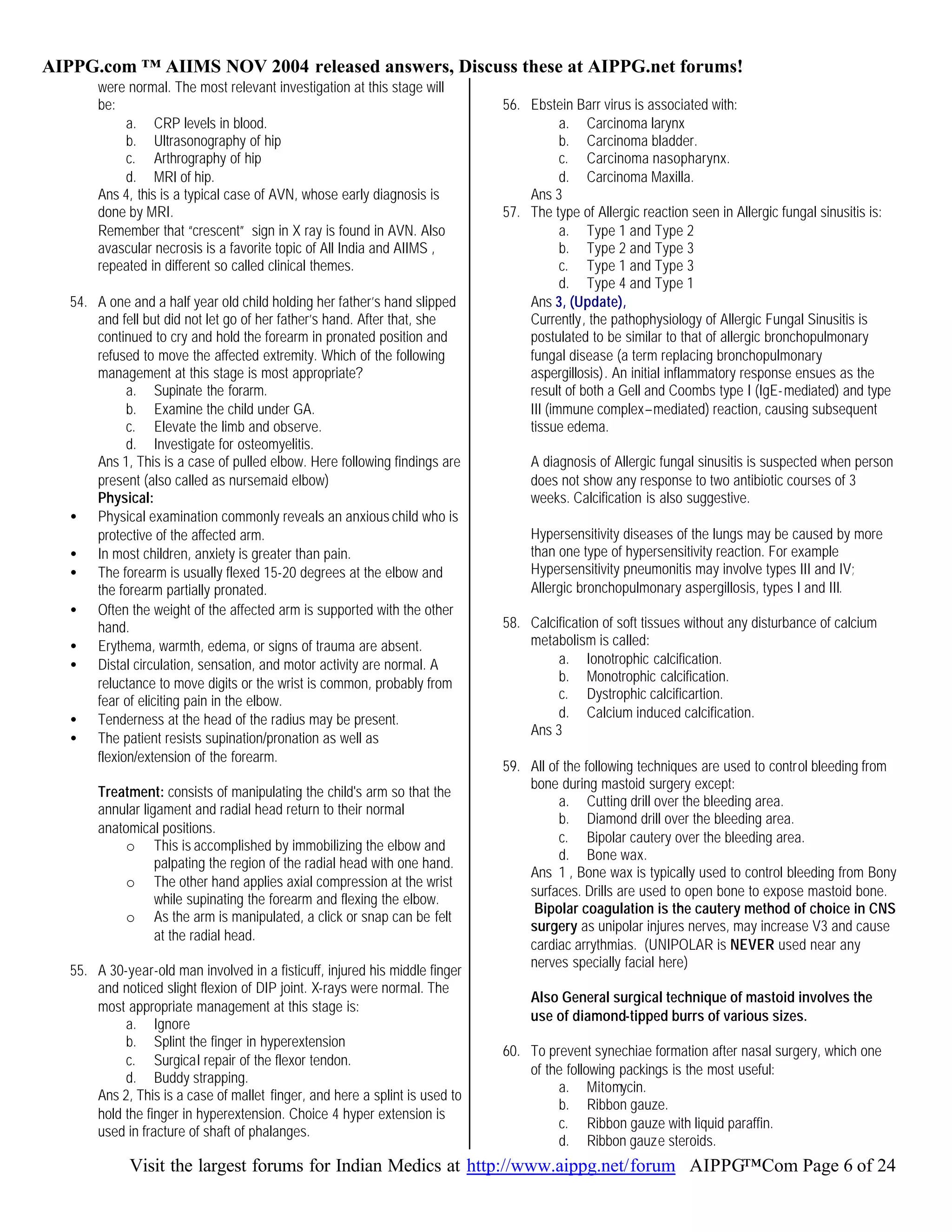 Aiims questions with answers nov -2004 | PDF