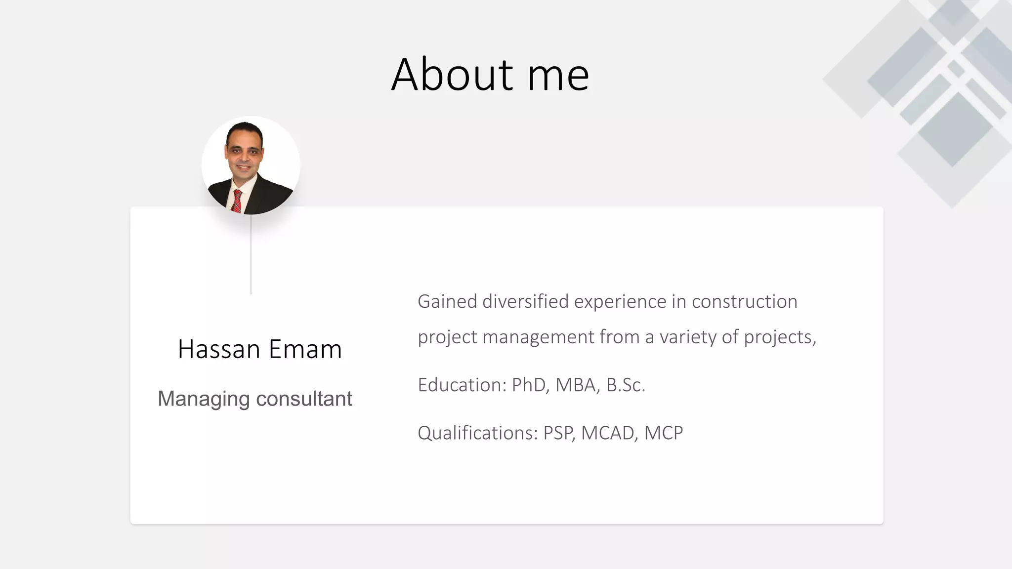 Hassan Emam
About me
 