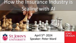 April 5th, 2024
Speaker: Peter Ward
How the Insurance Industry is
Scaling with AI
 