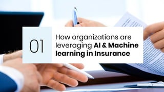 How organizations are
leveraging AI & Machine
learning in Insurance01
 