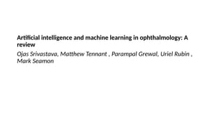 AI IN OPTHA...based on the recent article | PPTX