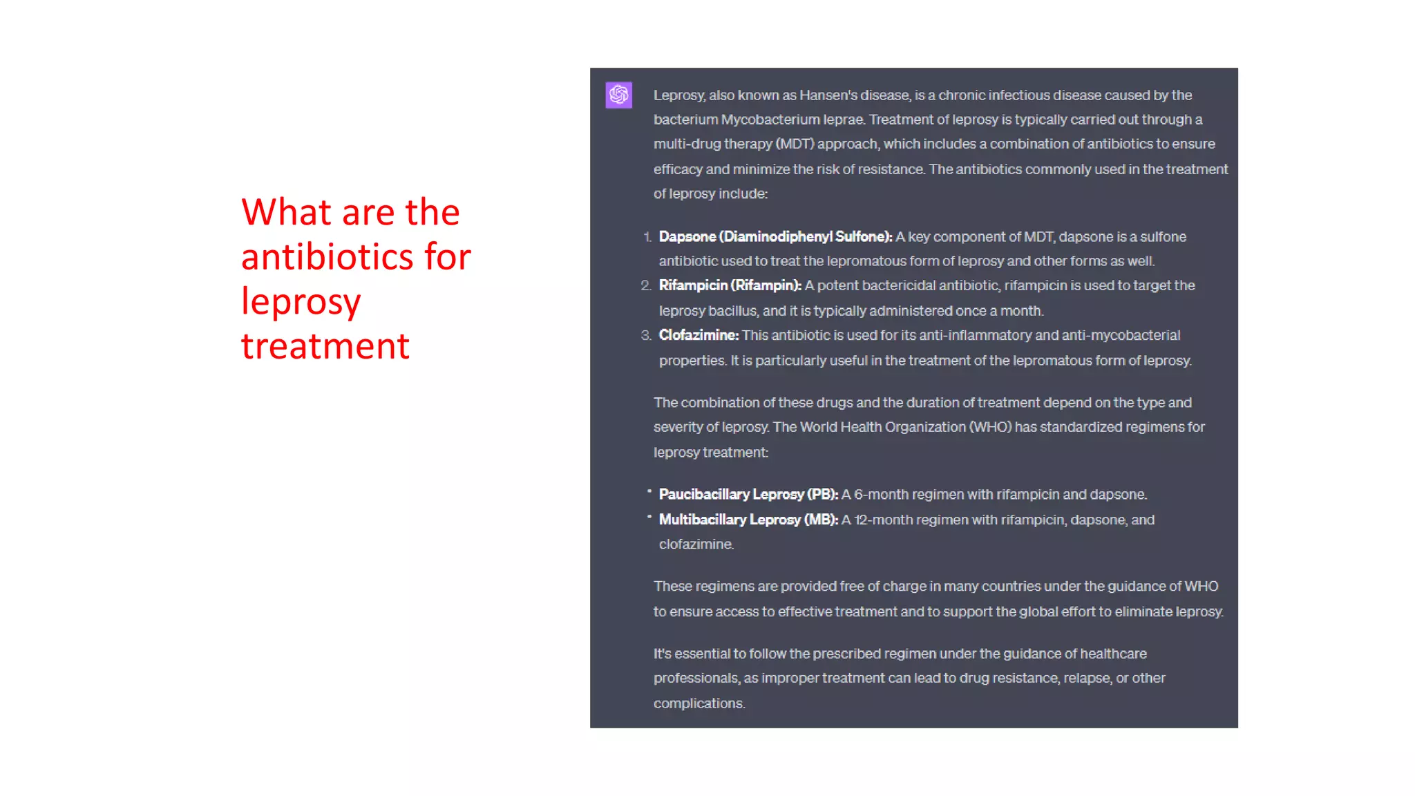 What are the
antibiotics for
leprosy
treatment
 