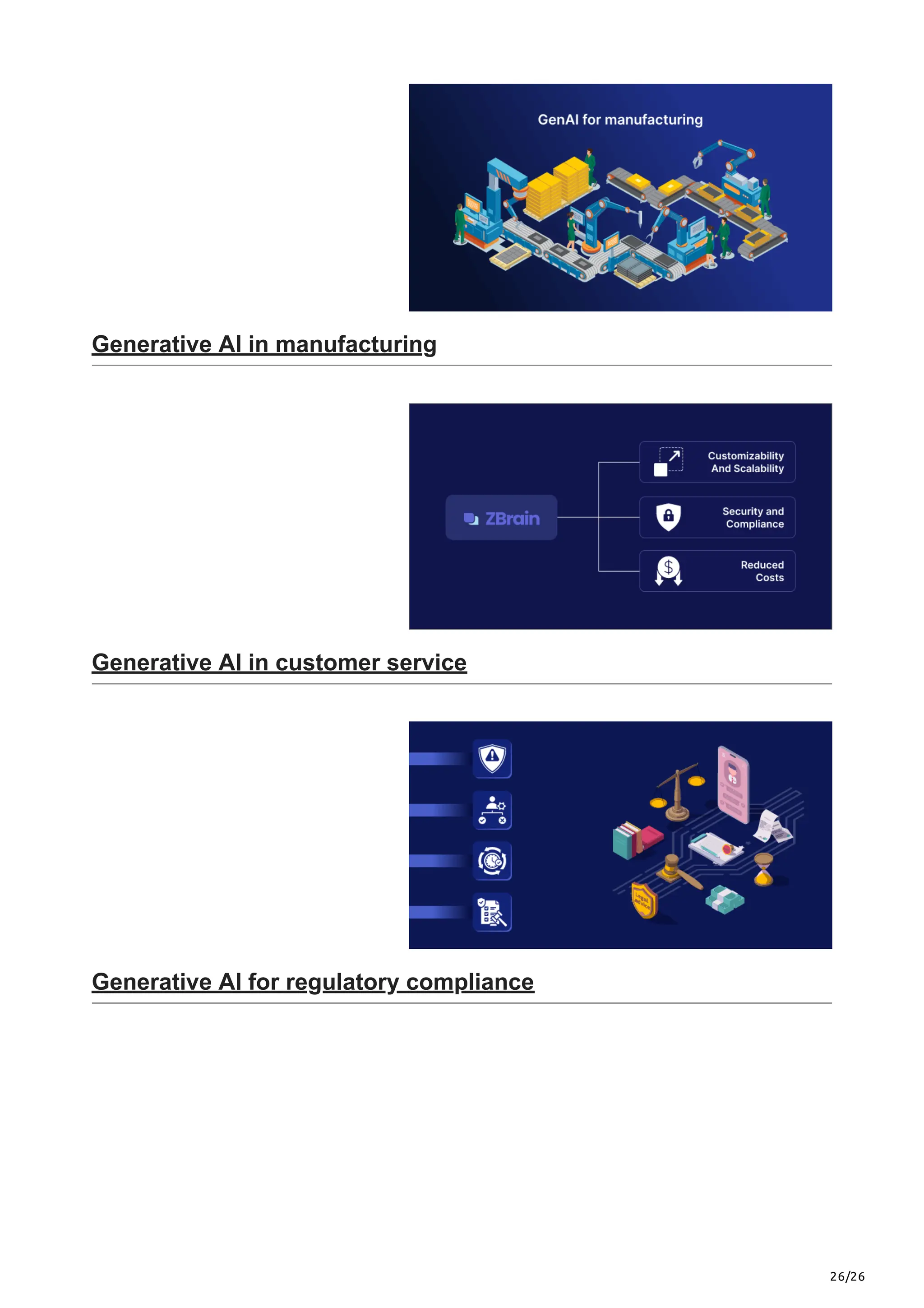 26/26
Generative AI in manufacturing
Generative AI in customer service
Generative AI for regulatory compliance
 
