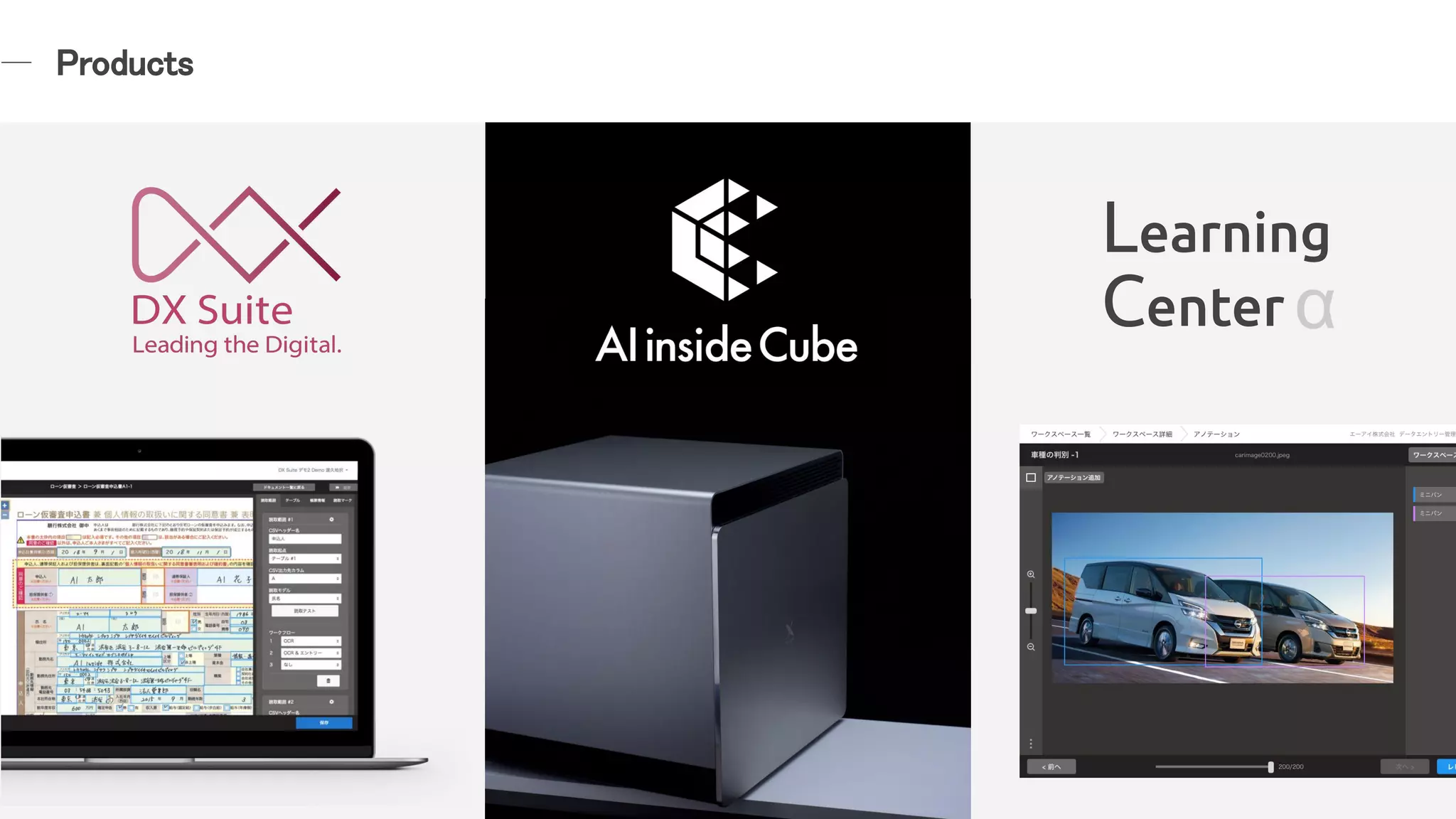 Products  
Learning
Center α
 